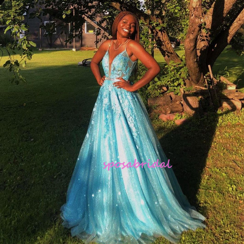 Popular Spaghetti Strap Tulle Embroidery A-line Bridesmaid Dress, PD3008