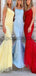 Popular Lace Mermaid Straps Blue Yellow Tight Long Prom Dresses  PD2112