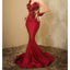 Custom Red Mermaid Long Modest Prom Dresses PD2347