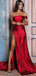 Red Side Slit Cheap Formal Mermaid Simple Modest Long Prom Dresses PD1647