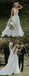 See Through Lace Ivory Tulle V-neck V-back Beach Wedding Dresses WD367