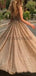 Sequin Sparkly Shining A-line Sleeveless Pincess Modest Long Prom Dresses PD1596