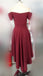 Short off shoulder high-low burgundy popular cheap top tight homecoming prom dress,BD00130