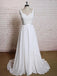 Backless V Neck Lace Straps Simple Cheap Beach Wedding Dresses, WD324 - SposaBridal
