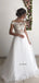 A-line Lace Cap Sleevs Vintage Elegant Wedding Dresses WD0474