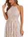 Sexy Halter Sleeveless Lace-up Back A-line Lace Long Wedding Dress, WD3090