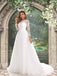 Illusion Lace Top Floral Long Sleeves Round Neck A-line Long Wedding Dress, WD3094
