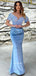 Blue, Burgundy and Emerald Sexy Sparkly Top Sequin Velvet V-neck Mermaid Short Sleeves Long Prom Dress, PD3522