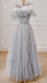 Elegant Gray Strapless Irregualr Pleats A-line Long Prom Dress, PD3390