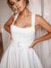 Elegant Open Back Simple Square Neck A-line Satin Wedding Dress, WD3083