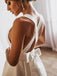 Elegant Open Back Simple Square Neck A-line Satin Wedding Dress, WD3083
