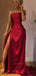 One-shoulder Dark Red High Side-slit Mermaid Long Tail Prom Dress, PD3472