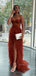Rust Red Strapless Sweetheart Sexy Side-slit Mermaid Long Prom Dress, PD3518