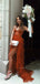 Rust Red Strapless Sweetheart Sexy Side-slit Mermaid Long Prom Dress, PD3518