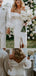 Sexy Off-shoulder Off-white Middle-slit Long Sleeves Long Train Mermaid Wedding Dress, WD3073