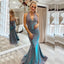 Sexy Shiny Halter Bo Tie Back V-neck Mermaid Long Prom Dress, PD3391
