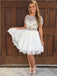 Cap Sleeves Rhinestone Two Pieces Short Homecoming Dresses 2018, CM503 - SposaBridal
