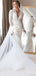 V-neck Long Sleeves Lace Top Mermaid Long Tail Wedding Dress, WD3063