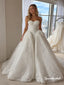 Strapless Backless Lace Ball Gown Wedding Dress, Voluminous Cathedral Train Bridal Gown, WD3156