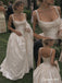 Square Neck Spaghetti Strap Taffeta Ballgown Wedding Dress, Lace Trim Corset Floor Length Bridal Gown,WD3138