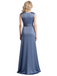 Elegant Slate Blue Satin Lace Mother of the Bride Dress | Special Occasion Evening Dress, SFM014