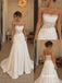 Strapless Corset Satin Mermaid Wedding Dress, Sheer Lace Back Draped Bridal Gown, WD3148