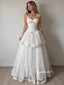 Halter Sweetheart Bow Floral Lace Wedding Dress, Tiered Ball Gown Bridal Gown, WD3153