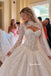 High Neck Cutout Long Sleeve Lace Wedding Dress, Voluminous Ball Gown Bridal Gown, WD3155