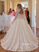 High Neck Cutout Long Sleeve Lace Wedding Dress, Voluminous Ball Gown Bridal Gown, WD3155