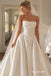 Strapless Draped Satin Wedding Dress, Corset Button Back A-Line Bridal Gown, WD3143