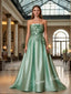 Elegant Satin Sweetheart Sleeveless Appliques A-Line Prom Dress, PD4061