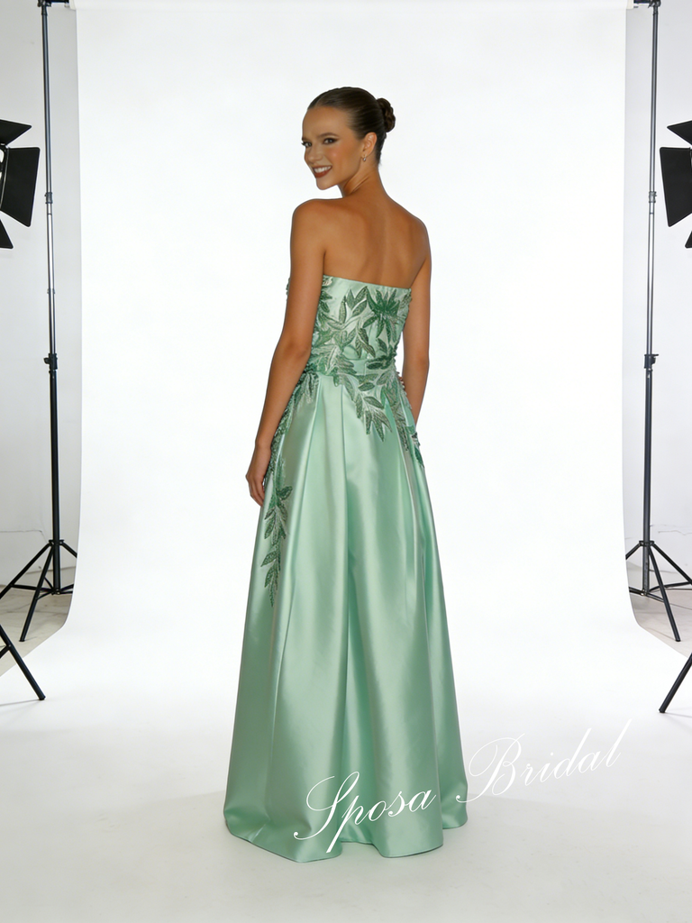 Elegant Satin Sweetheart Sleeveless Appliques A-Line Prom Dress, PD4062