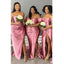 Sweetheart Strapless Rose Sexy Side- slit Mermaid Long Tail Bridesmaid Dress,BD3239