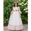 Vintage White and Pink Lace First Communion A-Line Flower Girl Dresses, FG1473