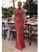 Coral Halter Backless Satin Mermaid Prom Dress - Elegant Formal Evening Gown, PD4163