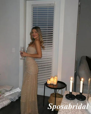 Sparkly Sexy Special Fabric Sweetheart Sleeveles Mermaid Long Prom Dresses, PD3885