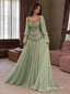 Mint Sweetheart Lace Corset Tulle Evening Dress, Strapless Twist Bodice Floor Length A-Line Gown,PD4350