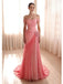 Gradient Pink Off Shoulder Pleated Floral Mermaid Prom Dress - Romantic Formal Evening Gown, PD4167