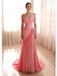 Gradient Pink Off Shoulder Pleated Floral Mermaid Prom Dress - Romantic Formal Evening Gown, PD4167