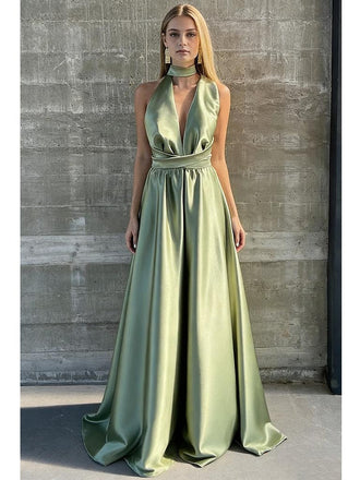 Sexy Soft Satin Sleeveless Floor-Length A-Line Maxi Mermaid Bridesmaid Dresses, BD3407