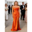 Sexy Burnt Orange Strapless Soft Satin Mermaid Bridesmaid Gown for Fall Wedding, BD3450