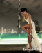 Sexy White Soft Satin Spaghetti Straps Sleeveless Side Slit Mermaid Long Prom Dresses, PD3922