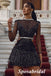 Sexy Back Tulle Rhinestone Long Sleeves A-Line Short Prom Dresses/Homecoming Dresses, PD3525