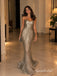 Champagne Sweetheart Soft Satin Evening Dress, Strapless Ruched Bodice Floor Length Mermaid Gown,PD4352