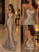 Champagne Sweetheart Soft Satin Evening Dress, Strapless Ruched Bodice Floor Length Mermaid Gown,PD4352