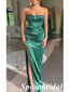 Sexy Soft Satin Sweetheart Sleeveless Side Slit Mermaid Long Prom Dresses With Beading, PD3939