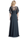 Elegant Chiffon Flutter Sleeves Floor-Length A-Line Maxi Mother Of The Bride Dresses, SFM001