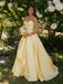Yellow Strapless Satin Ball Gown Prom Dress - Princess Formal Evening Quinceanera Gown, PD4168