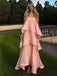 Romantic Pink Strapless Tiered Maxi Dress, Flowy Formal Gown Perfect for Wedding & Prom, PD4234