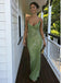 Eye-Catching Avocado Green Sequin Backless Prom Dress | V-Neck Mermaid Evening Gown, PD4200